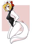  anthro canine clothed clothing female hiddenwolf looking_at_viewer mammal smile solo swimsuit wide_hips 