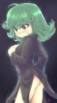  1girl bottomless gree_eyes green_hair hand_on_own_chest thesdros 