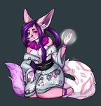  anthro breasts canine clothing female fur hair hiddenwolf japanese_clothing kimono kneeling magic mammal solo 