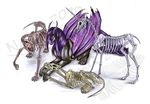  2010 ambiguous_gender bone claws dragon feral hair lying membranous_wings natoli nude purple_hair simple_background skeleton standing traditional_media_(artwork) watermark white_background wings 