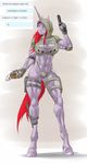  anthro breasts doom13 equine female hair horn mammal multicolored_hair muscular muscular_female ranged_weapon russian_text s.t.a.l.k.e.r. simple_background text two_tone_hair unicorn video_games weapon white_background 