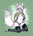  anthro breasts canine female hiddenwolf kneeling looking_at_viewer mammal small_breasts smile solo teasing wide_hips 