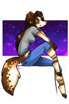  anthro canine clothed clothing dog female fur hair hiddenwolf mammal sitting smile solo star 