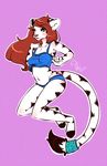  anthro clothed clothing feline female fur hair hiddenwolf mammal simple_background smile solo wide_hips 