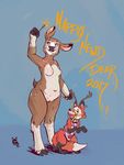  2017 anthro antlers balls bdsm bound breasts brown_fur canine cervine collar crying deer digital_media_(artwork) dom_doe domination duo english_text female fox fur holidays horn male male/female mammal muzzle_(disambiguation) new_year newd nipples nude open_mouth penis pussy simple_background smile sparkler tears text 