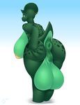  2016 absurd_res amber_eyes anthro anus balls big_anus big_balls big_breasts big_butt big_nipples breasts butt butt_grab dinosaur green_skin hand_on_butt herm hi_res horn huge_balls huge_breasts hyper hyper_balls intersex looking_back nipples nude presenting presenting_hindquarters puffy_anus pussy revadiehard smile solo spots standing thick_thighs triceratops voluptuous yellow_nipples 