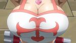  00s animated animated_gif bounce bouncing_breasts breasts brown_hair cleavage cross elie fairy_tail heart huge_breasts jewelry necklace rave wristband 