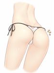  1girl ass ass_focus bikini black_ribbon butt_crack close-up cropped_legs dan_(kumadan) from_behind kantai_collection lower_body remodel_(kantai_collection) ribbon side-tie_bikini simple_background solo swimsuit thong underwear white_background yuudachi_(kantai_collection) 