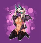  &lt;3 anthro bat breasts female hiddenwolf kneeling looking_at_viewer mammal nipple_piercing nipples piercing smile solo wings 