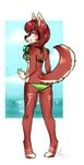  anthro bikini blush butt canine clothing dog female hiddenwolf looking_at_viewer looking_back mammal solo standing swimsuit 