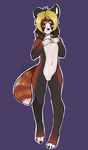  anthro featureless_crotch fur hair hiddenwolf looking_at_viewer male mammal nude red_panda simple_background smile solo 