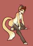  anthro clothed clothing crossdressing feline hiddenwolf horn hybrid legwear looking_at_viewer male mammal solo stockings 