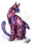  2010 ambiguous_gender cat feline feral fur mammal natoli paws purple_fur sitting traditional_media_(artwork) watermark 