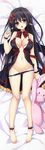  :3 absurdres ankle_cuffs ass_visible_through_thighs babydoll bangs bare_shoulders bed_sheet black_hair black_panties blush bow bowtie breasts character_request cleavage dakimakura eyebrows_visible_through_hair from_above full_body groin hair_between_eyes hair_bow highres holding holding_stuffed_animal huge_filesize lingerie long_hair looking_at_viewer lying matsumiya_kiseri medium_breasts navel on_back panties panty_pull pointy_ears red_bow red_eyes solo stomach striped striped_bow stuffed_animal stuffed_bunny stuffed_toy tongue tongue_out underwear very_long_hair wrist_cuffs 
