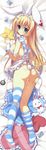  absurdres alice_(wonderland) alice_in_wonderland animal_ears apron ass blonde_hair blue_eyes blush bow bow_panties breast_hold breasts bunny_ears bunny_tail card closed_mouth club_(shape) cum cum_in_pussy cumdrip dakimakura diamond_(shape) dress dress_removed hair_bow hand_on_ass heart heart_pillow highres huge_filesize large_breasts long_hair looking_at_viewer looking_back lying maid_headdress nipples on_stomach panties pillow playing_card pocket_watch smile spade_(shape) star_pillow striped striped_legwear stuffed_animal stuffed_bunny stuffed_toy tail tanoma_suzume tareme thighhighs underwear watch wrist_cuffs 