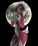  artist_request breasts furry grin lycanroc pokemon red_eyes 