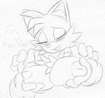  2017 anthro areola big_breasts blush breasts canine crossgender disembodied_hand female fox fur galaxyviolet hair inverted_nipples mammal miles_prower nipples nude open_mouth simple_background sketch sonic_(series) text video_games white_background 