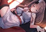  akasa_ai erect_nipples kantai_collection saratoga_(kancolle) see_through thighhighs uniform 