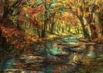  autumn_leaves day forest landscape nature no_humans original outdoors pippi_(pixiv_1922055) scenery tree water 
