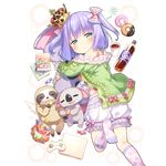  animal aqua_eyes artist_request bloomers controller crown doughnut eating food game_console game_controller koala lavender_hair looking_at_viewer no_shoes object_hug official_art pillow rest_and_vacation short_hair sloth_(animal) smile soda_bottle transparent_background two_side_up uchi_no_hime-sama_ga_ichiban_kawaii underwear 