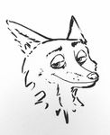  canine disney fox looking_at_viewer male mammal monochrome muffler_(artist) nick_wilde simple_background sketch solo zootopia 