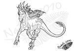  2010 dragon equine feral hair horse hybrid line_art mammal natoli nude simple_background solo traditional_media_(artwork) watermark white_background 