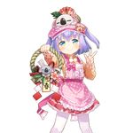  animal animal_on_head apron aqua_eyes artist_request holding koala lavender_hair long_sleeves looking_at_viewer official_art on_head polka_dot rest_and_vacation short_hair smile solo transparent_background two_side_up uchi_no_hime-sama_ga_ichiban_kawaii v 