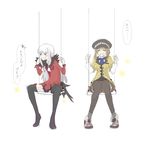  2girls agria_(tales) blush boots breasts coat dress eyes_closed fur grey_hair hat leia_rolando long_hair monochrome multiple_girls open_mouth purple_eyes shoes short_hair short_shorts shorts tales_of_(series) tales_of_xillia tales_of_xillia_2 thigh_boots thighhighs 