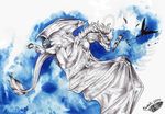  2011 blue_eyes claws dragon feral flying membranous_wings natoli nude solo traditional_media_(artwork) watermark wings wyvern 