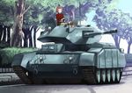  assam bangs black_skirt brown_eyes caterpillar_tracks commentary_request crusader_(tank) cup day emblem girls_und_panzer ground_vehicle holding jack_hamster jacket long_sleeves military military_uniform military_vehicle miniskirt motor_vehicle multiple_girls outdoors parted_bangs pleated_skirt red_hair red_jacket road rosehip saucer short_hair sitting skirt st._gloriana's_(emblem) st._gloriana's_military_uniform street tank teacup tree uniform 