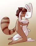  blush kissing lagomorph male male/male mammal nekuzx nude penis rabbit raccoon shun_(nekuzx) 