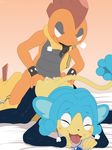  anal blush clothed clothed_sex clothing cum cum_in_ass cum_inside fan_character feral kiiro_the_scrafty male male/male nintendo nude penis pok&eacute;mon scrafty sex simipour simple_background video_games white_background winick-lim 