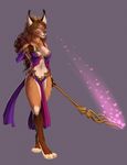  adeloo anthro breasts clothing crown feline female fur hair loincloth long_hair mammal solo staff standing wide_hips 