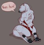  adeloo ambiguous_gender anthro bear bra clothing english_text female kneeling looking_at_viewer mammal overweight polar_bear scar solo text underwear 