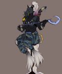  adeloo anthro breasts clothed clothing equine female fingerless_gloves gas_mask gloves horse mammal mask melee_weapon polearm scythe solo standing weapon 