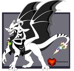  &lt;3 asriel_dreemurr black_skin black_stripes caprine claws clothing criexthedragon_(artist) dragon goat horn invalid_color mammal pendant scales sharp_teeth smile stripes symbol teeth undertale video_games watermark white_eyes white_skin wings 