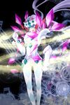  ahoge armor black_background bodysuit breasts headgear lavender_hair long_hair looking_to_the_side nagi_mizuha nefushutan_no_yoroi open_mouth pauldrons purple_eyes senki_zesshou_symphogear shoulder_spikes skin_tight solo spikes standing twintails underboob vambraces very_long_hair visor whip yukine_chris 