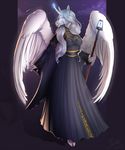  adeloo anthro clothed clothing equine feathered_wings feathers female horn looking_at_viewer magic mammal solo staff standing winged_unicorn wings 