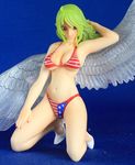  1girl bikini breasts female figure green_hair large_breasts long_hair monet_(one_piece) one_piece photo smile swimsuit wings 