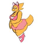  alphys anthro bra breasts cleavage clothed clothing eyewear female glasses invalid_tag legwear lizard looking_at_viewer reptile scalie simple_background skirt smile solo undertale underwear unknown_artist video_games white_background 