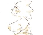  alphys anthro blush breasts clothing eyewear female glasses lizard nipples nude reptile scalie simple_background sketch solo undertale unknown_artist video_games white_background 
