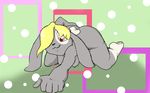  2016 anthro breasts candi(reo_grand) female hand_on_butt hare lagomorph looking_at_veiwer mammal nipples nude pink_eyes rabbit reo_grand simple_background small_(disambiguation) solo 