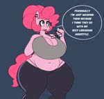  anthro big_breasts breasts cleavage clothed clothing earth_pony english_text equine fan_character female friendship_is_magic horse huge_breasts hugtastic_pinkie_pie mammal my_little_pony pinkie_pie_(mlp) pony somescrub text 
