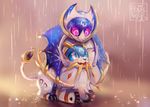  cute legendary_pok&eacute;mon lunala nintendo on_top pok&eacute;mon raining royalnoir solgaleo video_games 