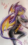  2016 allatir anthro dragon female hair horn looking_at_viewer smile solo traditional_media_(artwork) wings 