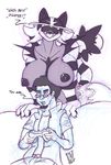  &lt;3 2017 afro anthro anthrofied areola beard belt big_breasts boob_hat breasts claws clothing controller dialogue duo english_text eyewear facial_hair female fire fur game_controller glasses huge_breasts human incineroar interspecies jacket male male/female mammal monochrome nintendo nipples nude open_mouth pants pok&eacute;mon pok&eacute;morph raised_tail shirt signature sketch stripes teeth text video_games zwitterkitsune 