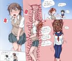  ... 1boy 3girls black_hair blush brown_hair cervix comic commentary_request cross-section drooling fang head_wreath highres kamijou_touma minigirl misaka_mikoto multiple_girls open_mouth pleated_skirt profile sakugawa_school_uniform scat school_uniform serafuku shirai_kuroko short_hair skirt spoken_ellipsis spoken_interrobang sweater_vest terada_ochiko to_aru_kagaku_no_railgun to_aru_majutsu_no_index translated trembling twintails uiharu_kazari unbirthing wrist_grab yuri 