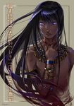  ancient_egypt armlet artist_request black_hair blue_eyes dark_skin egyptian jewelry long_hair male_focus original solo 