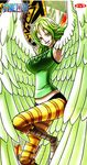  1girl breasts female green_hair large_breasts long_hair looking_at_viewer monet_(one_piece) monster_girl official_art one_piece scan smile wings 