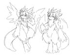  anthro ear_piercing fur hair invalid_tag jewelry kuroma looking_at_viewer male necklace piercing pose sketch smile wings 